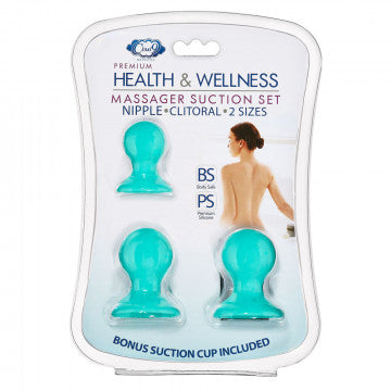 Cloud 9 Health and Wellness Nipple and Clitoral Massager Suction Set - Teal - Permissive -