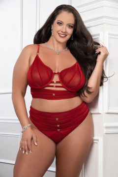 2pc Satin Bra and High Waist Panty Sets - Permissive -