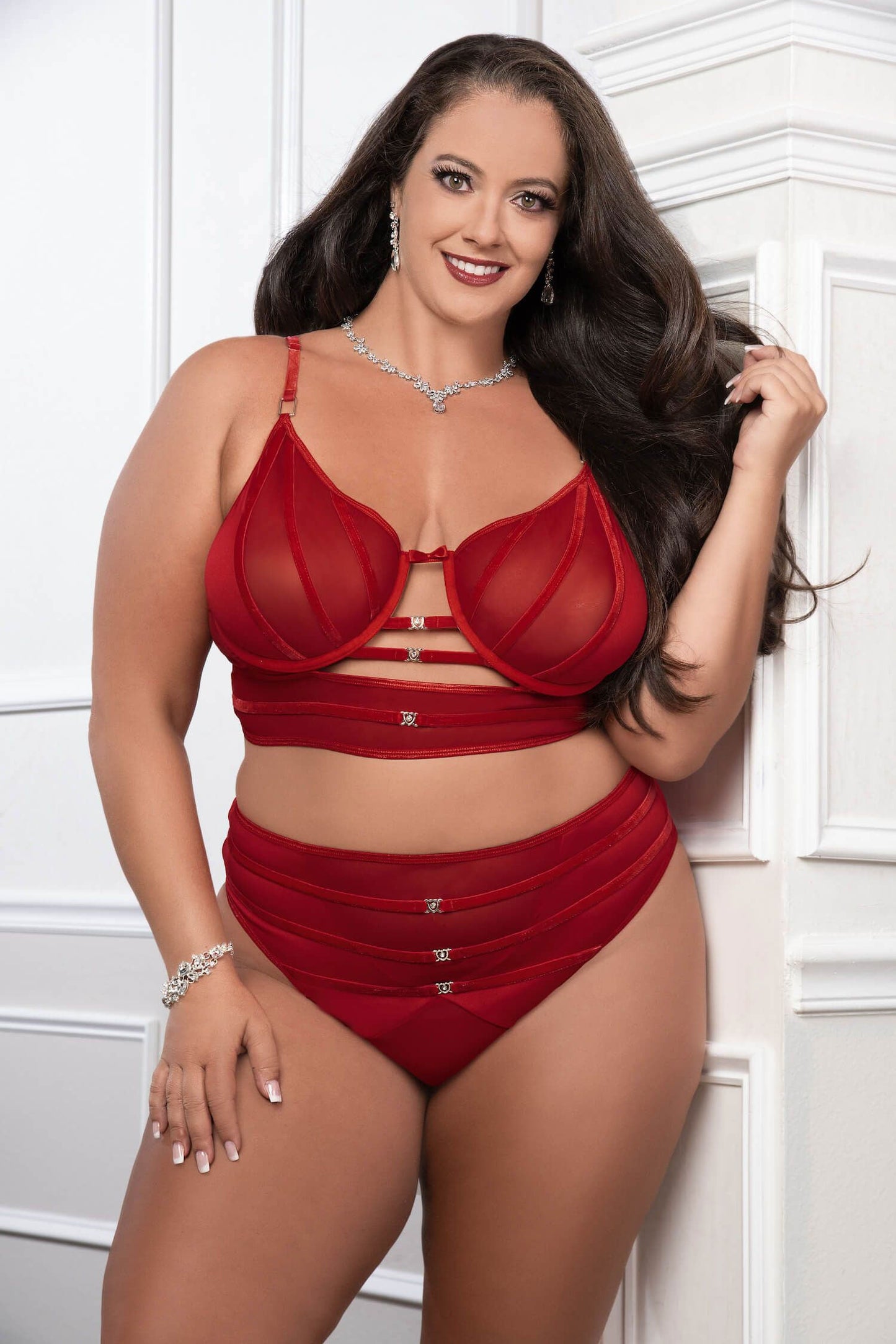 2pc Satin Bra and High Waist Panty Sets - Permissive -