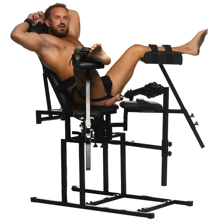 Master Series Leg Spreader Obedience Chair with Sex Machine - Permissive -