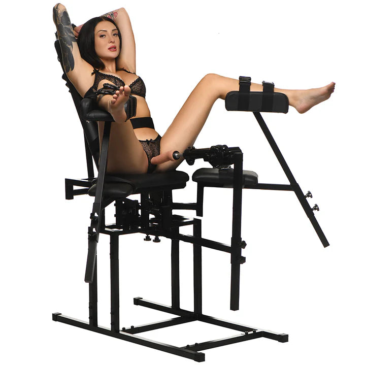 Master Series Leg Spreader Obedience Chair with Sex Machine - Permissive -