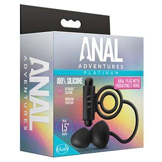 Silicone Anal Plug with Vibrating C-Ring