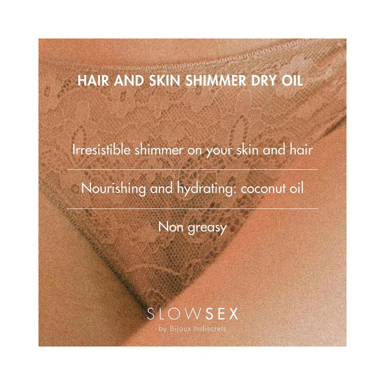 Bijoux Indiscrets Slow Sex Hair & Skin Shimmer Dry Oil 1 oz. - Permissive -