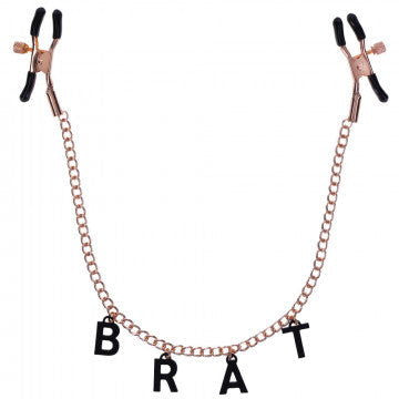 Brat Charmed Nipple Clamps - Rose Gold - Permissive -