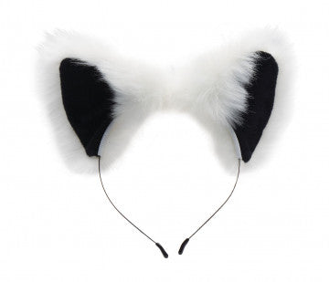 White Fox Tail Anal Plug and Ears Set - Permissive -