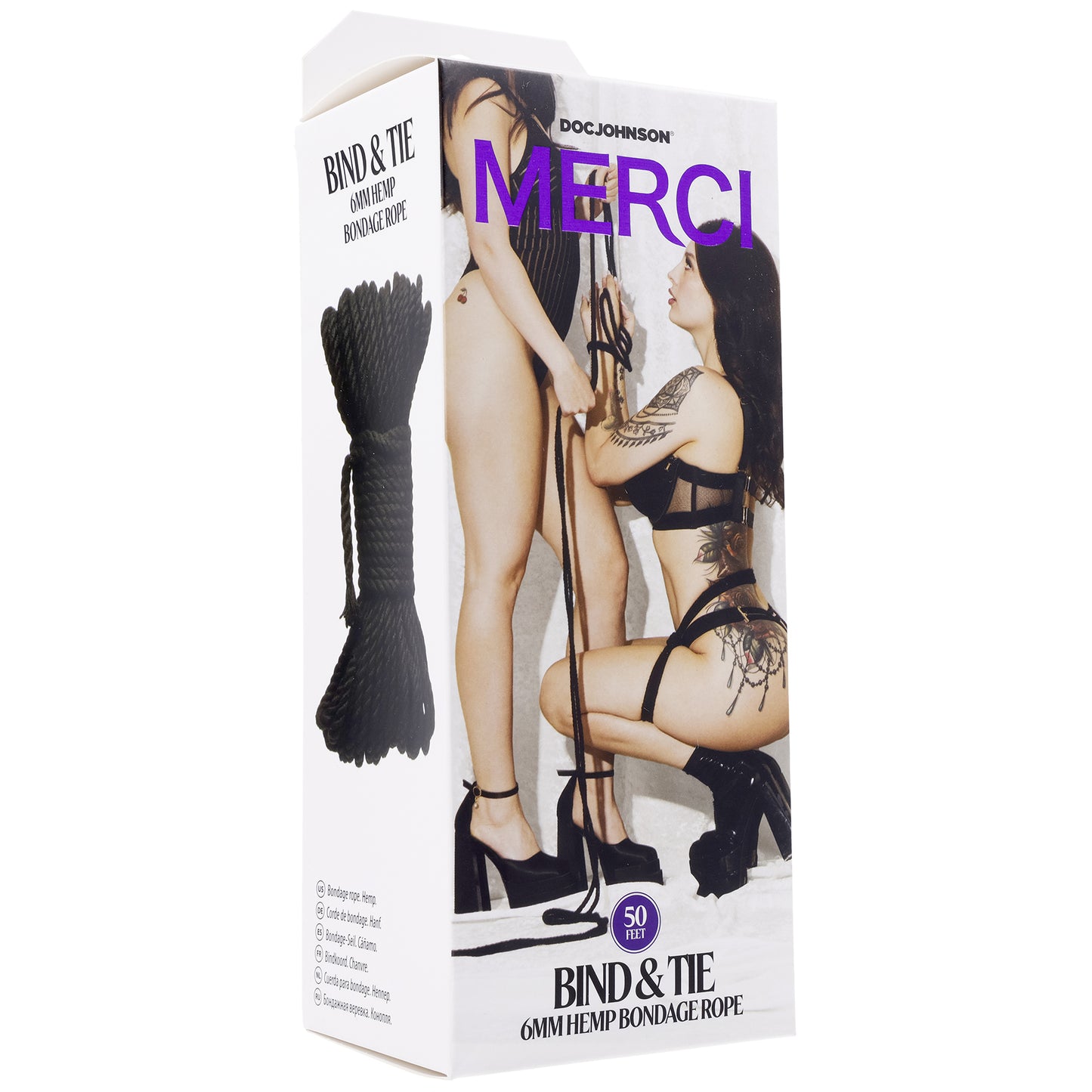Merci - Bind and Tie - 6mm Hemp Bondage Rope - 30 Feet - Black - Permissive -