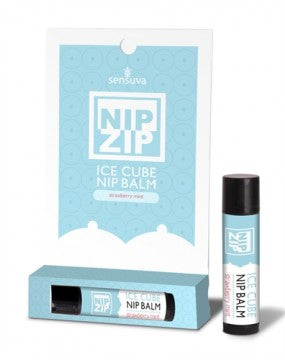 Nip Zip Ice Cube Nip Balm - Strawberry Mint - Tube Carded - Permissive -