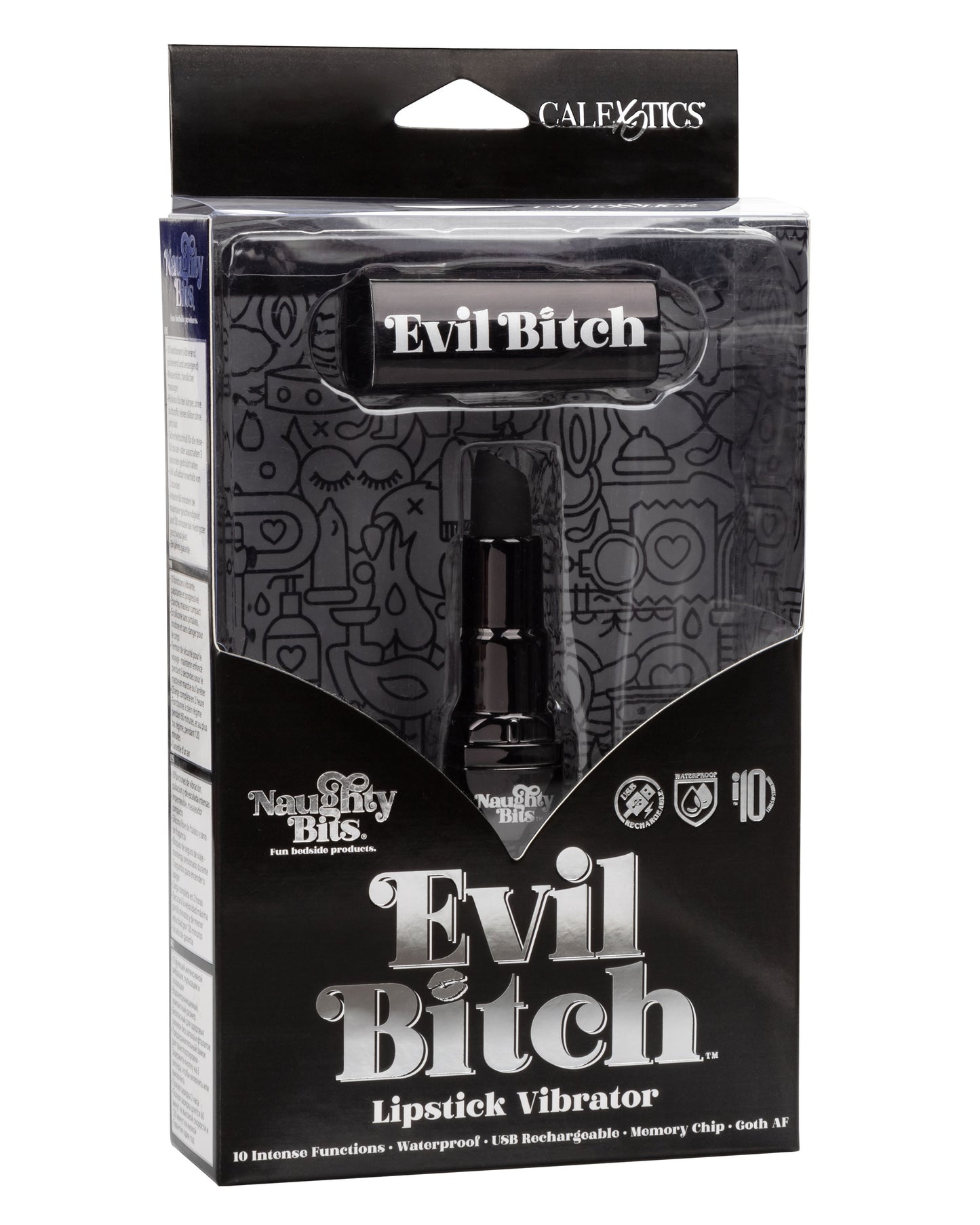 Naughty Bits Evil Bitch Lipstick Vibrator - Black - Permissive -