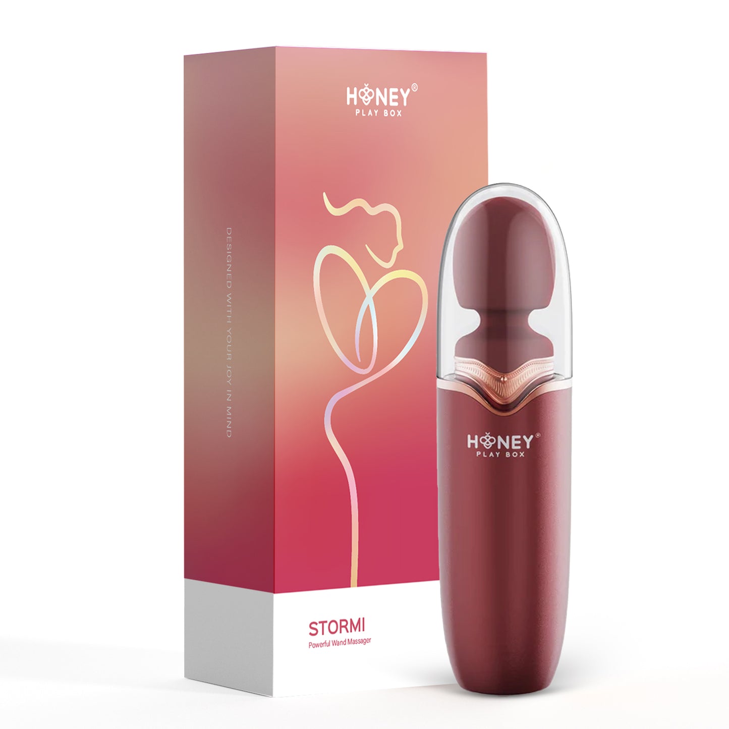 Stormi - Powerful Wand Massager - Red Wine - Permissive -