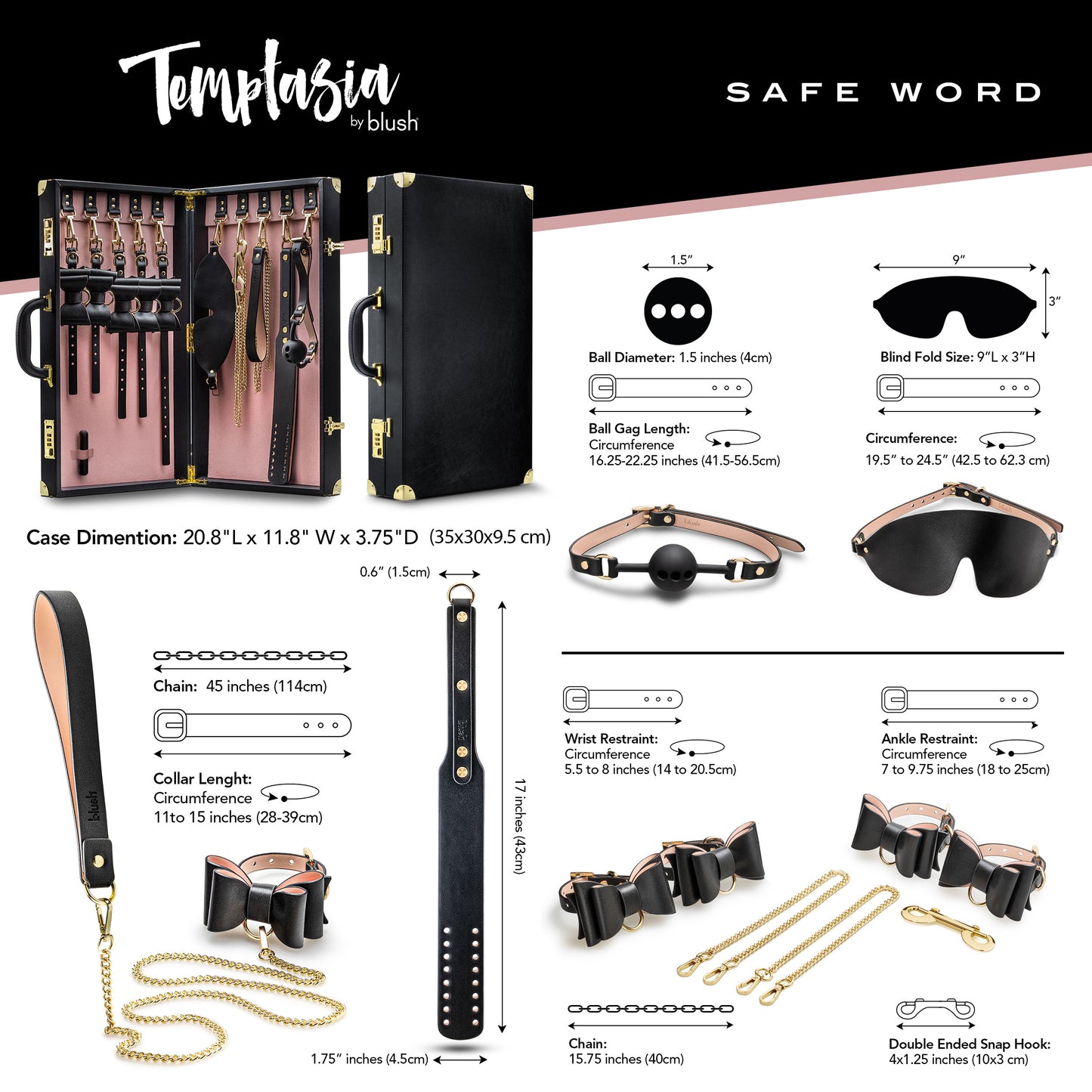 Temptasia - Safe Word - Bondage Kit With Suitcase - Black - Permissive -