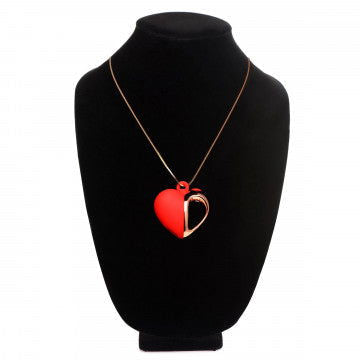 10x Vibrating Silicone Heart Necklace - Rose Gold/ Red - Permissive - 