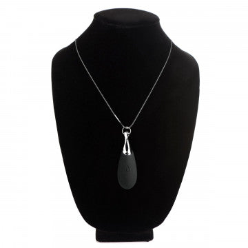 10x Vibrating Silicone Teardrop Necklace - Black - Permissive - 
