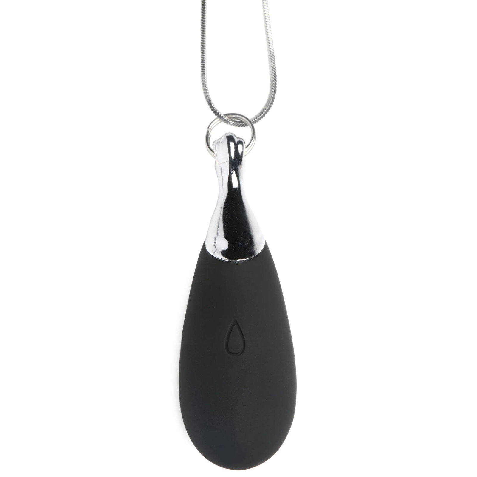 10x Vibrating Silicone Teardrop Necklace - Black - Permissive - 