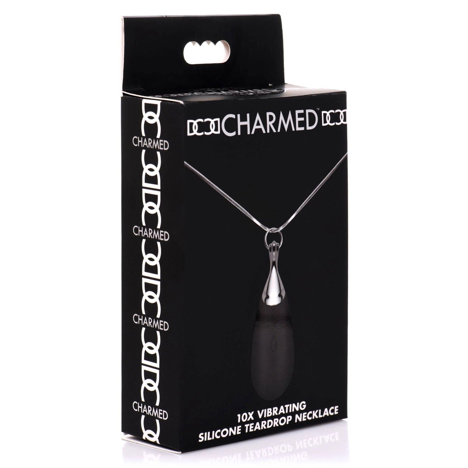 10x Vibrating Silicone Teardrop Necklace - Black - Permissive - 