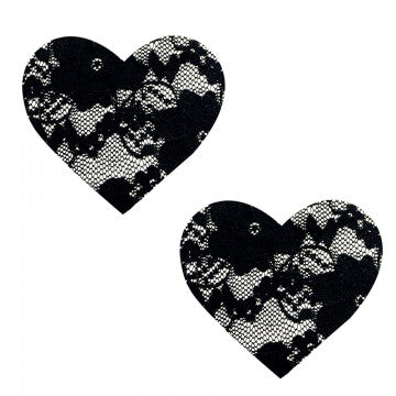 Vogue Black Lace I Heart U Nipztix Pasties - Permissive - nipple