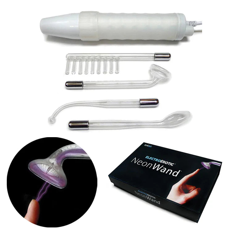 KinkLab Neon Wand Electrosex Kit ( White handle/Purple Elec) - Permissive - BDSM & Fetish