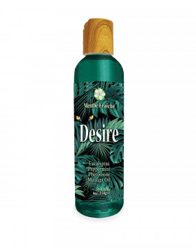 Desire Pheromone Massage Oil 4 Oz - Eucalyptus and Peppermint - Permissive - Pheromones