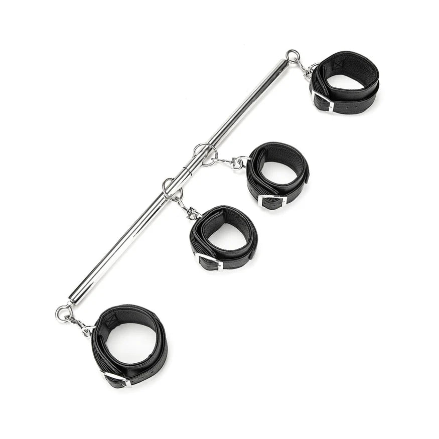 Lux Fetish 4 Cuff Expandable Spreader Bar Set with Detachable Wrist & Ankle Cuffs - Permissive - 