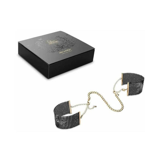 Bijoux Indiscrets Desir Metallique Mesh Handcuffs Black - Permissive - BDSM & Fetish