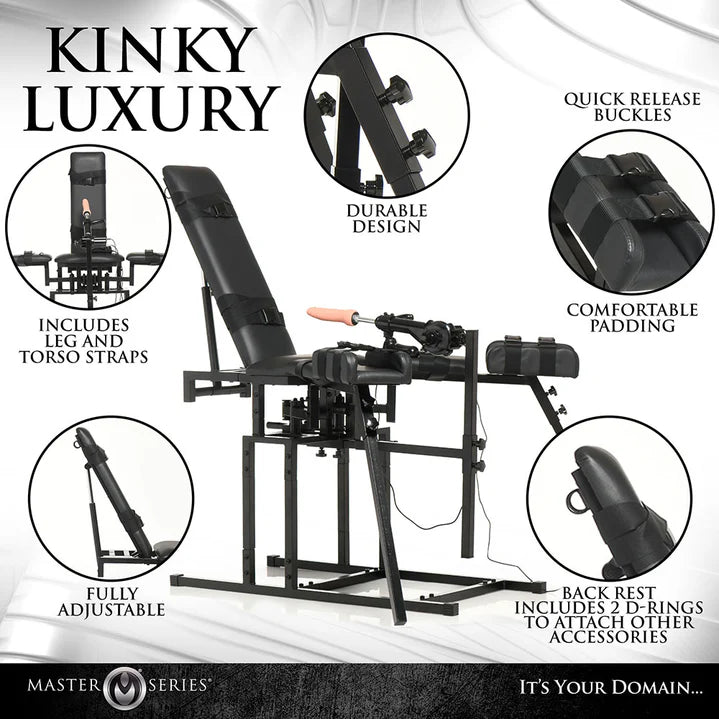 Master Series Leg Spreader Obedience Chair with Sex Machine - Permissive - 