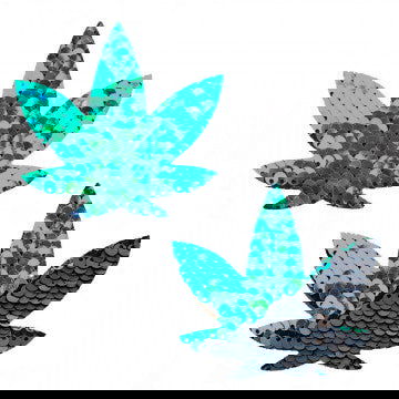 Ariel  - Green to Black Flip Sequin Gold Dope Af Weed Leaf Pasties - Permissive - 