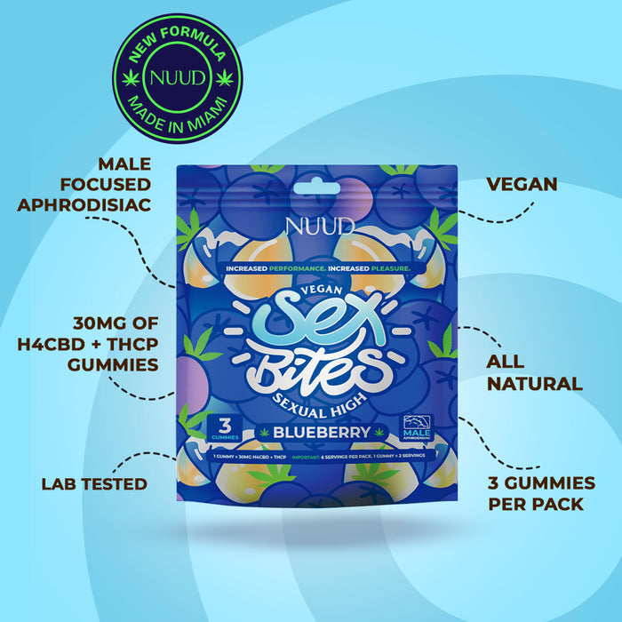 NUUD Sex Bites Male Aphrodisiac Gummies Blueberry - Permissive - 