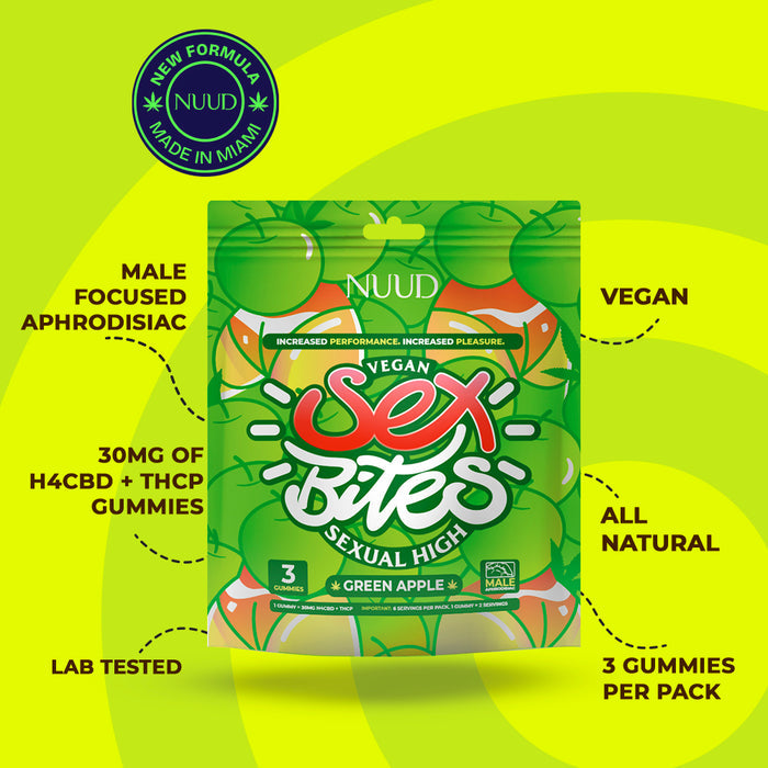 NUUD Sex Bites Male Aphrodisiac Gummies Sour Apple - Permissive - 