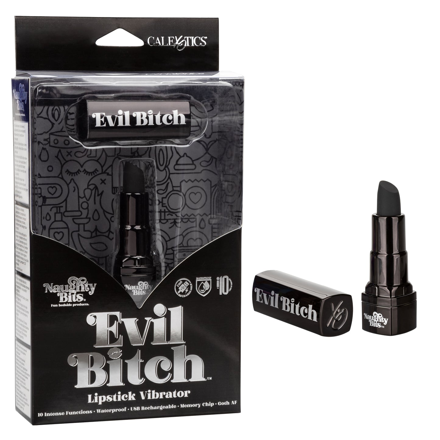 Naughty Bits Evil Bitch Lipstick Vibrator - Black - Permissive - 