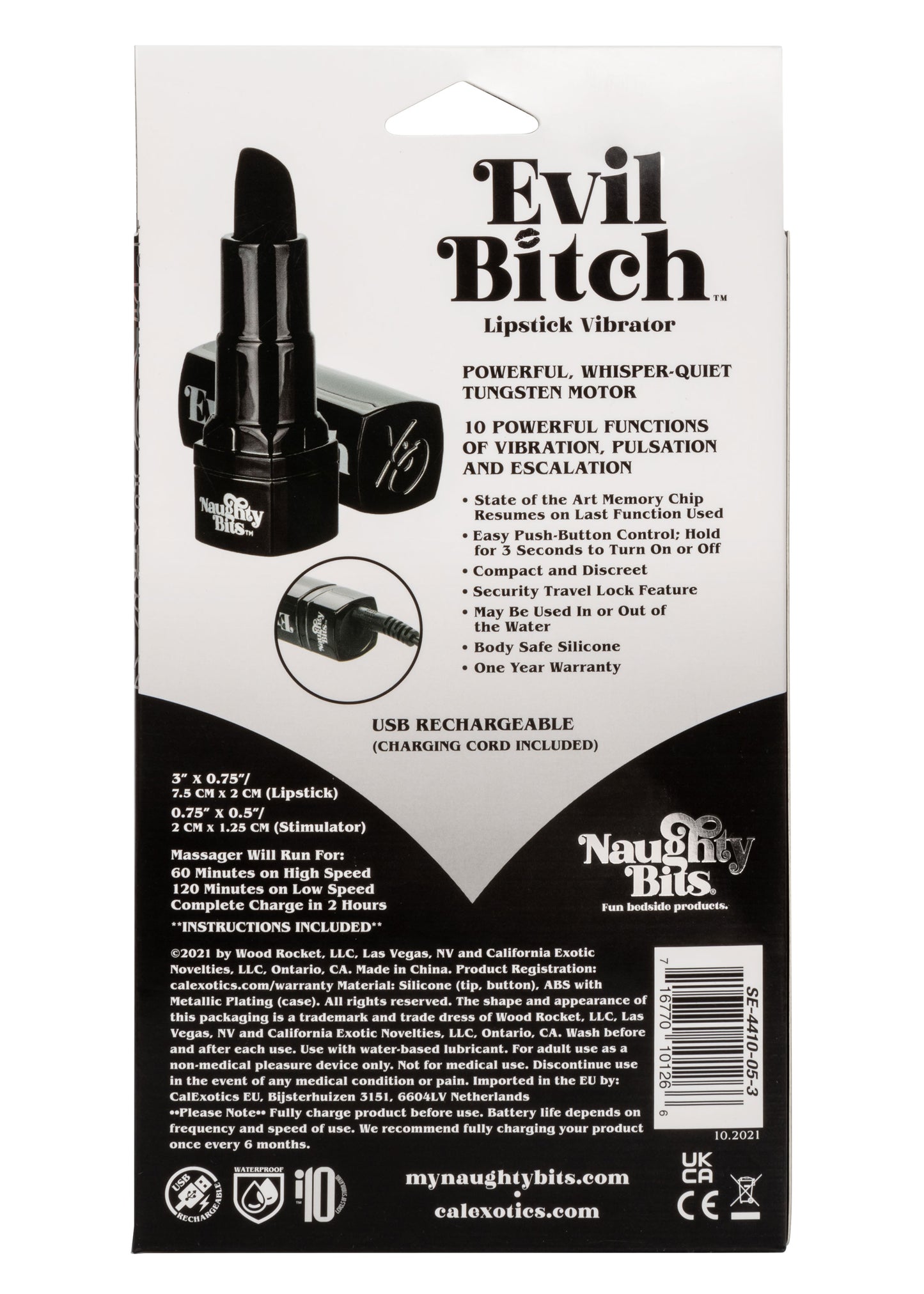 Naughty Bits Evil Bitch Lipstick Vibrator - Black - Permissive - 