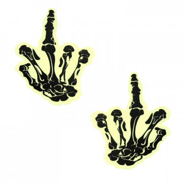 Fuck You Glow in the Dark Skeleton Hand Nipple  Cover Pasties - Permissive - nipple