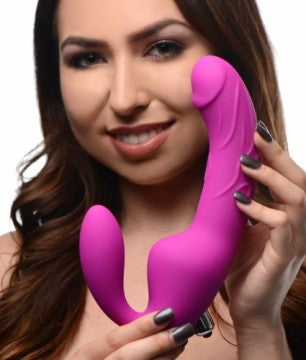 Royal Rider Vibrating Strapless Strap- on Dildo - Pink - Permissive - 