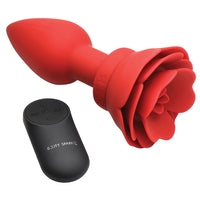 Silicone Vibrating Rose Anal Plug With Remote-Large 28x