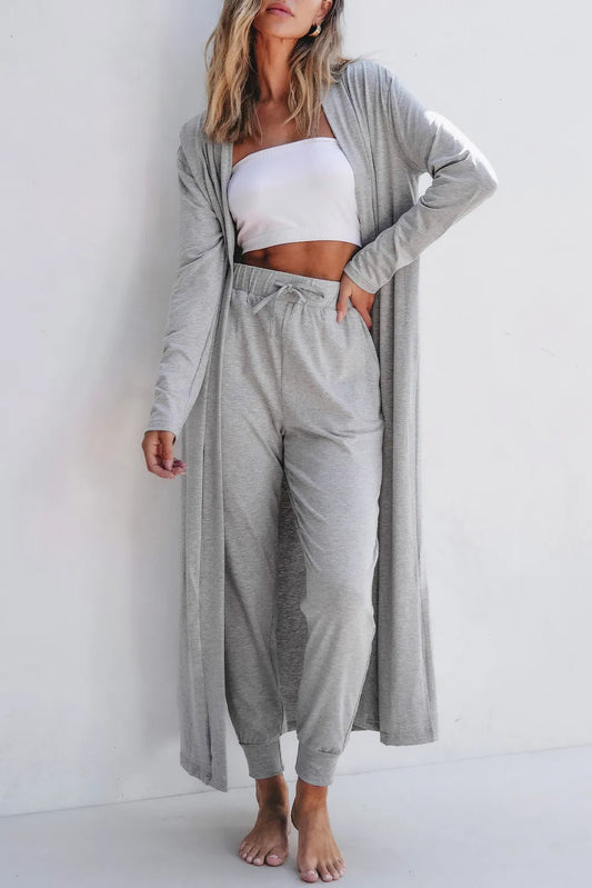 Open Front Long Sleeve Cardigan and Pants Lounge Set - Permissive - Lingerie & Bodywear