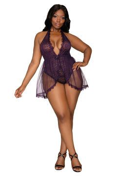 Teddy - Queen Size - Eggplant - Permissive - Lingerie & Bodywear