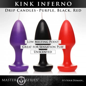 Kink Inferno Drip Candles - Black, Purple, Red - Permissive - 