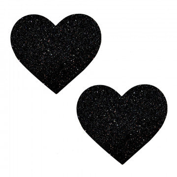 Black Malice Glitter I Heart U Nipztix Pasties - Permissive - 